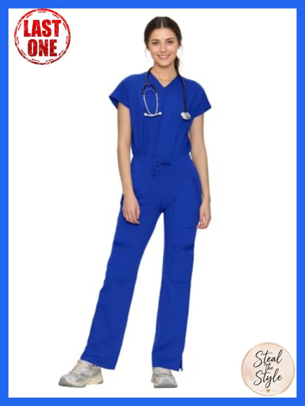 Scrubs Set V-Neck Top & Straight Leg Pants Medical Uniform